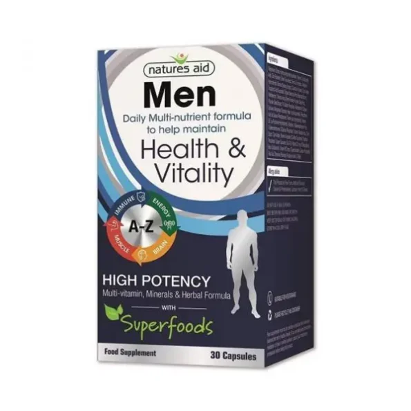 Natures Aid Mens Healthy & Vitality Multivitamins & Minerals Caps 30s