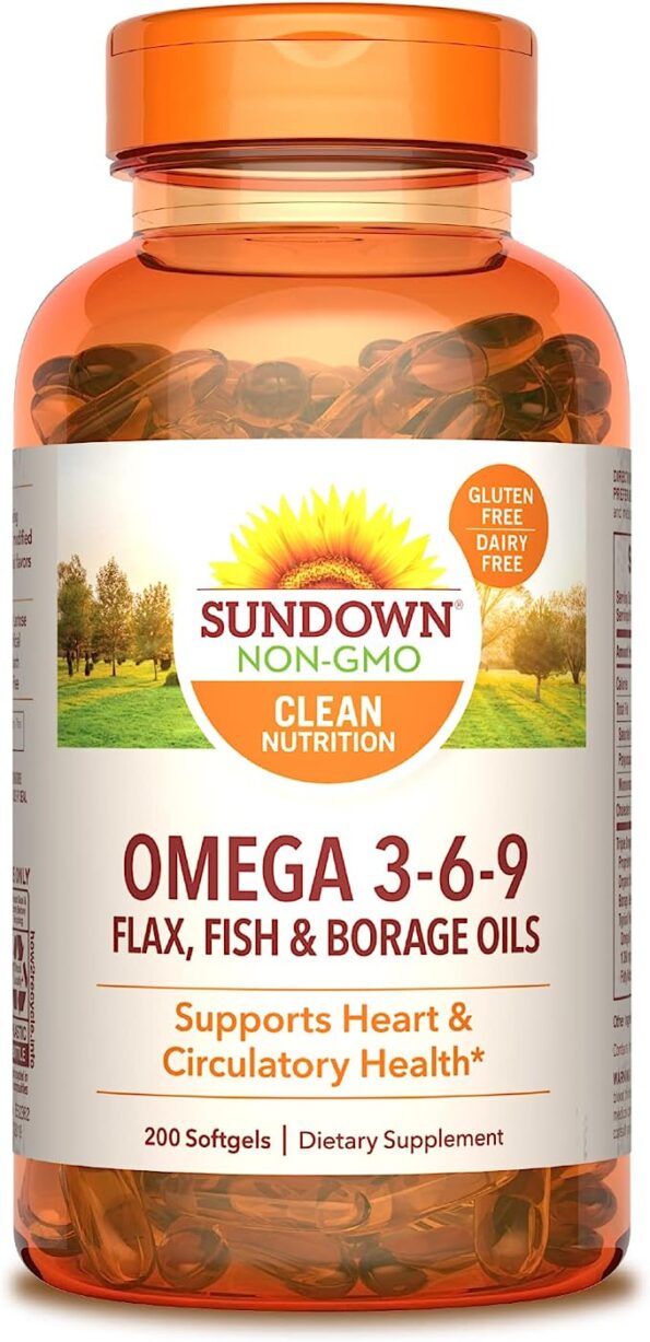 Sundown Omega 3-6-9 Flax, Fish & Borage Softgels 200s