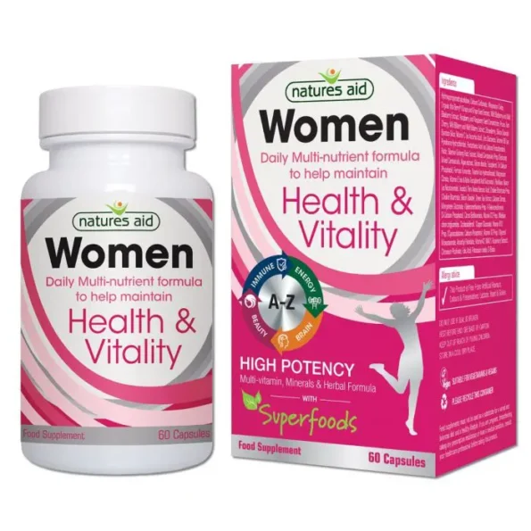 Natures Aid Women Healthy & Vitality Multivitamin & Minerals Caps 60s